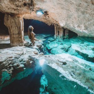 Explore an underground cave and a open cenote