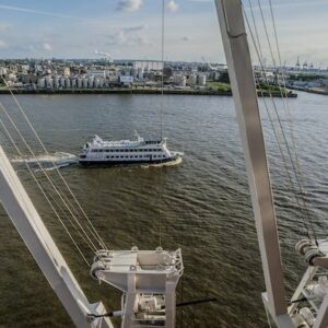 Hamburg Harbor boat tour with a large ship