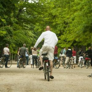 Gymkhana bike tour at the Retiro Park of Madrid